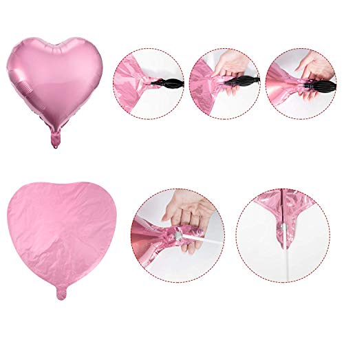 Unique'store 25 Globos en Forma de Corazón Globos de Papel de Aluminio para la Decoración del Partido Propuesta de Matrimonio Boda Aniversario Cumpleaños Decoración de Helio | Regalo (Rosa)