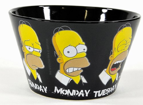 United Labels 0199416 Los Simpson - Cuenco con diseño de Homer y días de la Semana en inglés, Color Negro