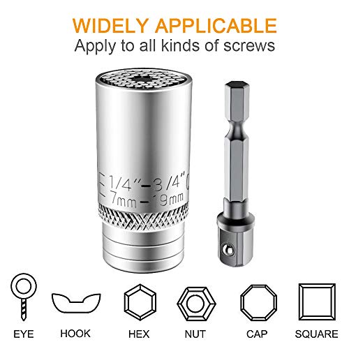 Universal Llave de Vaso - Lambony 7 a 19 mm Pequeño Multifuncional con Adaptador, Adaptador Hexagonal Herramientas de Reparación con Adaptador para Taladro Eléctrico