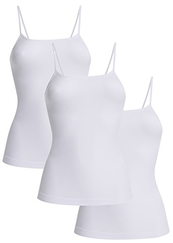 UnsichtBra Camisetas Mujer | Camisetas Tirantes Mujer | Pack de 3 Tops (3 x Blanco, 2XL-3XL)