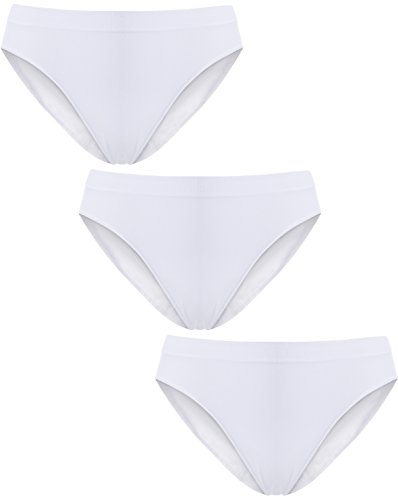 UnsichtBra Ropa de Mujer | Bragas Mujer | Pack de 3 Braguitas básicas (3 x Blanco, M-L)