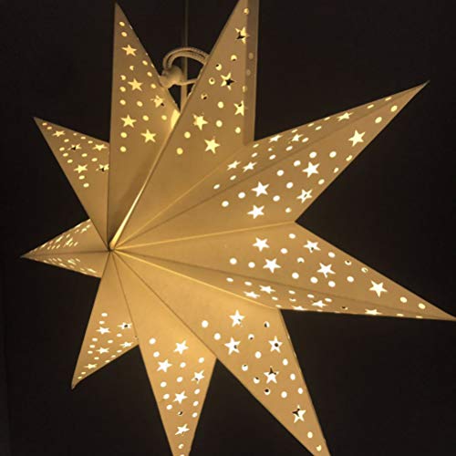 Uonlytech linternas de papel en forma de estrella de navidad 45cm plegables ahuecan luces colgantes linternas decorativas de fiesta de navidad