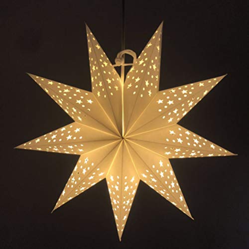 Uonlytech linternas de papel en forma de estrella de navidad 45cm plegables ahuecan luces colgantes linternas decorativas de fiesta de navidad