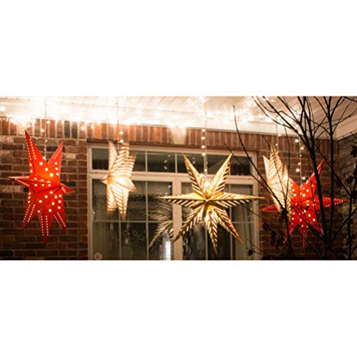 Uonlytech linternas de papel en forma de estrella de navidad 45cm plegables ahuecan luces colgantes linternas decorativas de fiesta de navidad