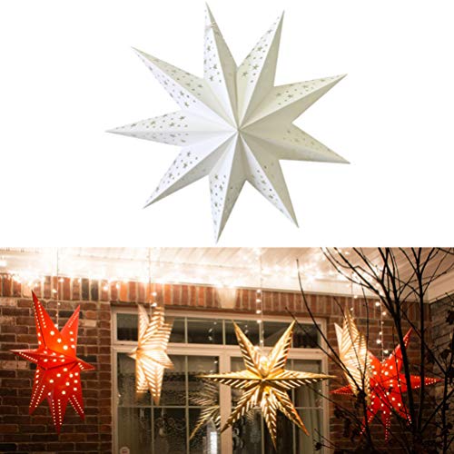 Uonlytech linternas de papel en forma de estrella de navidad 45cm plegables ahuecan luces colgantes linternas decorativas de fiesta de navidad