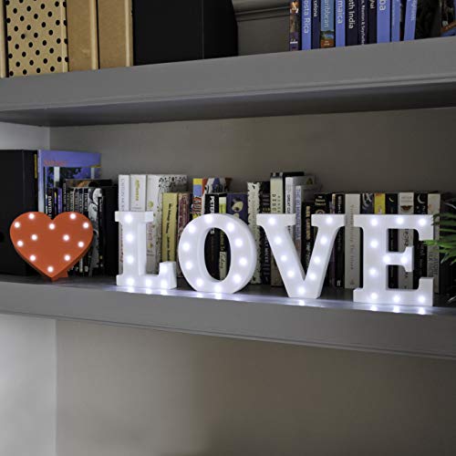 Up in Lights Muestra decorativa de madera blanca de las letras del LED - colgante de pared con pilas - Letra F