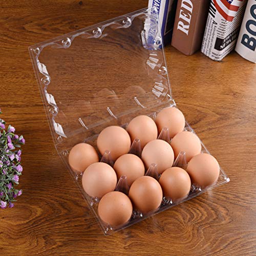 UPKOCH 10 Piezas de Cartón de Huevo de Plástico Bandejas de Huevos Transparentes Caja de Embalaje de Huevos Caja Dispensadora de Huevos con 12 Rejillas para Refrigerador Picnic de Viaje