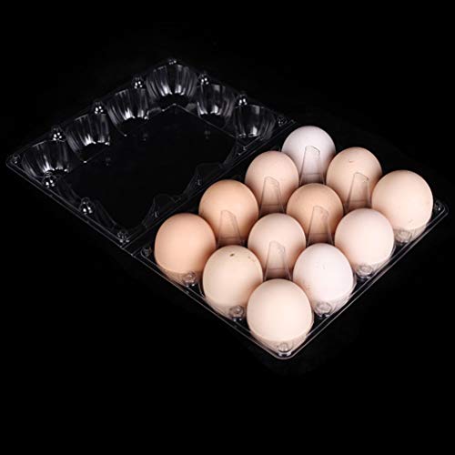 UPKOCH 10 Piezas de Cartón de Huevo de Plástico Bandejas de Huevos Transparentes Caja de Embalaje de Huevos Caja Dispensadora de Huevos con 12 Rejillas para Refrigerador Picnic de Viaje