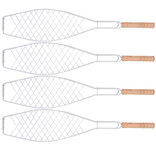 UPKOCH 4Pcs Cesta de Parrilla de Pescado Plegable Portátil de Acero Inoxidable Barbacoa Barbacoa Parrilla Cesta para Pescado Verduras Camarones