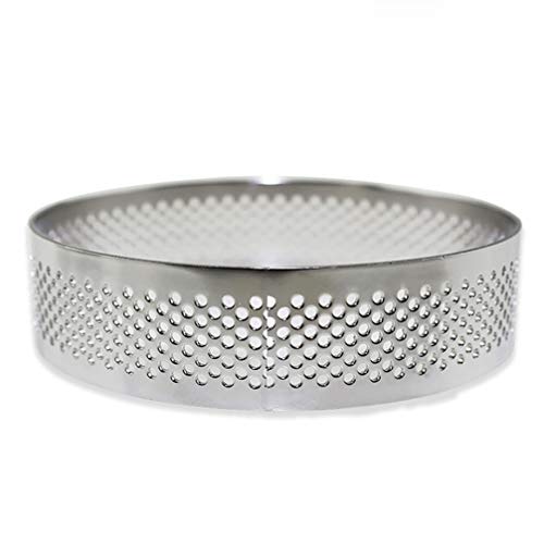 UPKOCH Anillo de acero inoxidable perforado para tartas y repostería, herramientas para hacer pasteles de mousse Pie Quiche Círculo Molde donas galletas hamburguesas 7 x 7 x 2.2cm plata