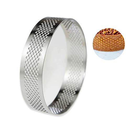 UPKOCH Anillo de acero inoxidable perforado para tartas y repostería, herramientas para hacer pasteles de mousse Pie Quiche Círculo Molde donas galletas hamburguesas 7 x 7 x 2.2cm plata