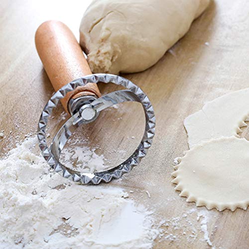 UPKOCH - Cortador de sellos de raviolis con mango de madera y sellos de prensa para pasta de ravioli y galletas