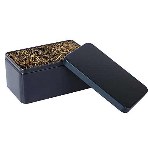 UPKOCH Latas de Bisagra Rectangular con Tapa Caja de Lata Hojalata Caja de Regalo para Joyería Tabaco Caramelo Té (Negro)