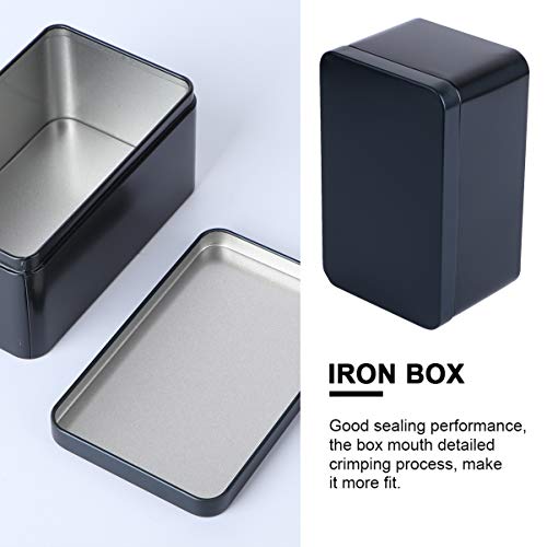 UPKOCH Latas de Bisagra Rectangular con Tapa Caja de Lata Hojalata Caja de Regalo para Joyería Tabaco Caramelo Té (Negro)