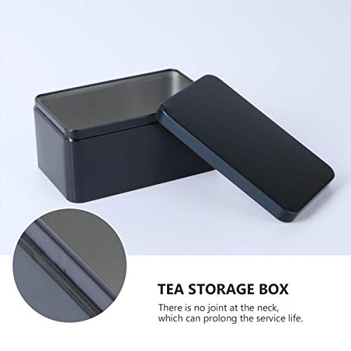 UPKOCH Latas de Bisagra Rectangular con Tapa Caja de Lata Hojalata Caja de Regalo para Joyería Tabaco Caramelo Té (Negro)