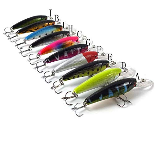 Upper Lote de 10 Piezas señuelos de Pesca cebos/Aparejos Crank cebos Ganchos Minnow cebos