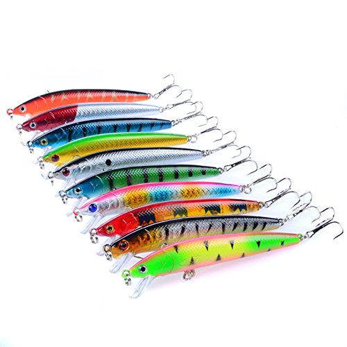 Upper Lote de 10 Piezas señuelos de Pesca cebos/Aparejos Crank cebos Ganchos Minnow cebos