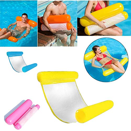 upstartech Silla Inflable de flotación de la Silla de la balsa del reclinable de la Hamaca de la Cama del Flotador del Agua para el Partido de la Piscina de la Playa con Bomba de Aire ,130 * 73 cm