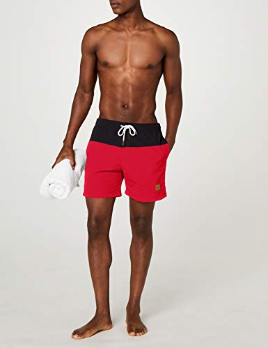 Urban Classics Block Swim Shorts Bañador, Multicolor (Negro/Rojo), X-Large para Hombre