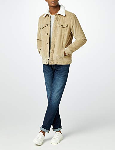 Urban Classics Sherpa Corduroy Jacket Chaqueta de jean, Multicolor (Sand/Offwhite 1139), M para Hombre