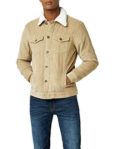 Urban Classics Sherpa Corduroy Jacket Chaqueta de jean, Multicolor (Sand/Offwhite 1139), M para Hombre