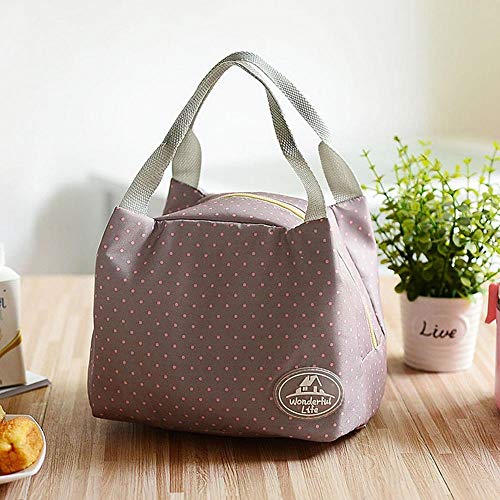 URIBAKY Bolsa De Almuerzo con Aislamiento, Bolsa De Picnic Reutilizable para El Almuerzo Bolsa TéRmica Suave para Refrescarse Contenedor De Comestibles Multiusos, ImpresióN del Punto