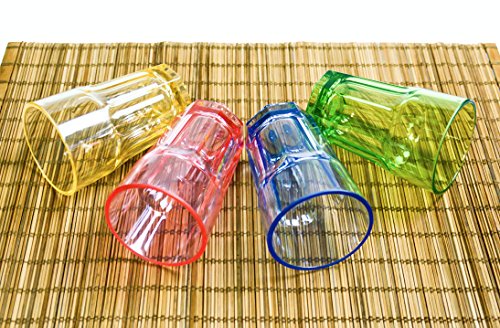 Urmelody 290 ml de color acrílico vasos irrompible vasos reciclado copas de vino tritan inastillable plástico dinkware, Assorted Colors, 4 unidades