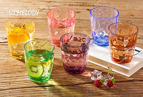 Urmelody - Vasos de plástico acrílico reciclado irrompible - Juego de 4 - En 4 colores variados, plástico, Blue+yellow+green+red, Set of 4