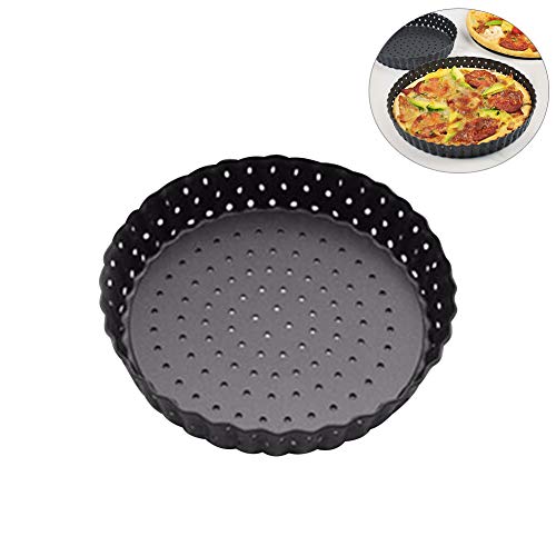 URMOSTIN Molde para Pizza con Agujeros, Molde de Quiche y Tarta de Frutas con Base Extraíble - Acero al Carbono - Recubrimiento Antiadherente - Diámetro 15 cm