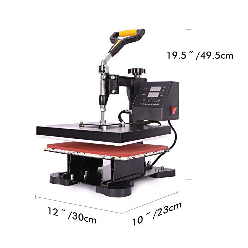 UROK Prensa de Calor 30X25CM Máquina de Prensa de Calor 600W con Controlador LED Digital Heat Press Machine para Camiseta (30X25CM)