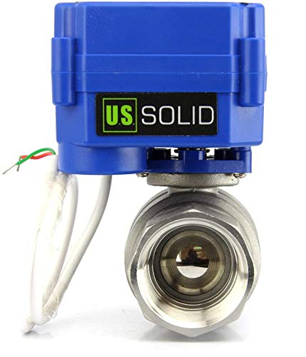 U.S. Solid 1" Válvula Motorizada 220V AC (85V-265V AC), 2 Vias acero inoxidable Válvula de bola electrica, 2 Cables, Regreso Automatico, Normalmente Abierta