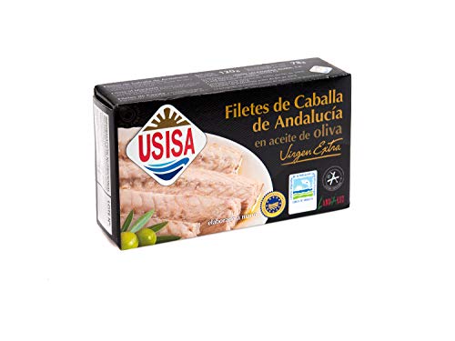 Usisa - Conserva de Pescado | Filetes de Caballa en Aceite de Oliva Virgen Extra - 5 Latas x 120 g