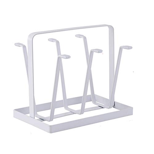 Usmoscat - Escurridor para Copa, Metal Cup Rack,6 Ganchos Soportes para Copas, Soporte para Botellas/Botellero/Secador (Blanco)