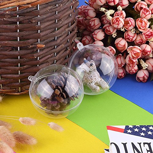 Uten 20 x Bolas de Navidad Forma Redonda Plástico Transparente para Decorar el arbol de Navidad no Incluye Cuerda (8CM)