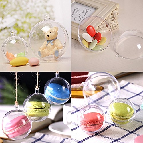 Uten 20 x Bolas de Navidad Forma Redonda Plástico Transparente para Decorar el arbol de Navidad no Incluye Cuerda (8CM)