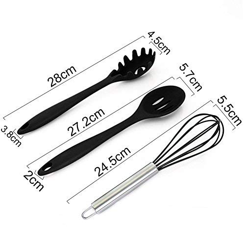 Utensilios Cocina de Silicona 10 Piezas, Juego de Cocina Resistente al Calor, pinzas, batidor Silicona, Cepillo, Espátulas, Cuchara Ranurada, Cucharas de Cocina, Paleta de Arroz.