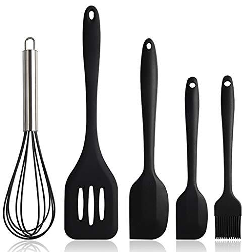 Utensilios de Cocina de Silicona 5 piezas, juego de espátula de goma antiadherente resistente al calor, suministros para cocinar, hornear y mezclar, mezclar una brocha para hornear