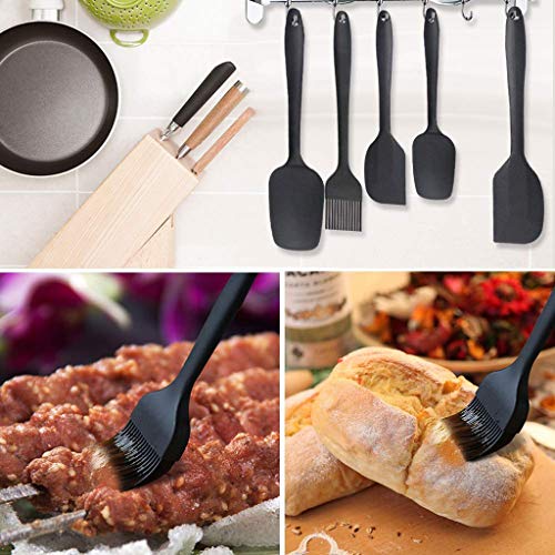 Utensilios de Cocina de Silicona 5 piezas, juego de espátula de goma antiadherente resistente al calor, suministros para cocinar, hornear y mezclar, mezclar una brocha para hornear