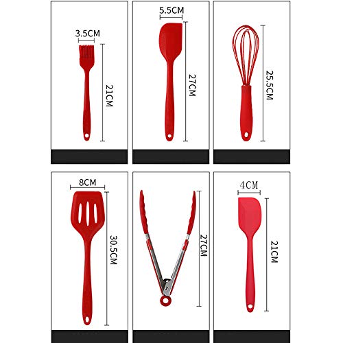 Utensilios de Cocina de Silicona, 5 Piezas Silicona Cocina Hornear Set - Espátulas, Cucharas etc.Resistente al Calor Utensilios de Cocina, Antiadherentes con Orificio para Colgar (Green)