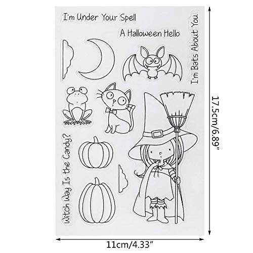 Uteruik - Sello de Silicona Transparente para Halloween, Sellos de Bruja, decoración para álbumes de Recortes, Tarjetas de Papel, 1 Unidad (# HRT)