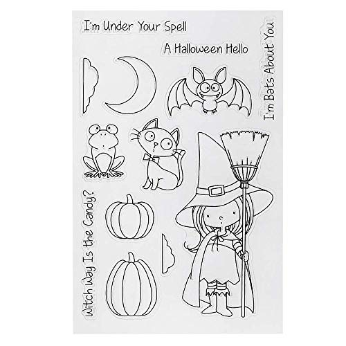 Uteruik - Sello de Silicona Transparente para Halloween, Sellos de Bruja, decoración para álbumes de Recortes, Tarjetas de Papel, 1 Unidad (# HRT)