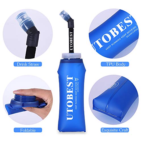 UTOBEST Soft Flask TPU Botella Hidratacion Running Trail Botella de Agua Flexible 350ml, 2 piezas