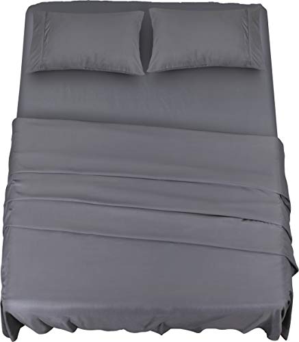 Utopia Bedding Juego Sábanas de Cama - Microfibra Cepillada - Sábanas y 2 Fundas de Almohada - (Cama 135, Gris)