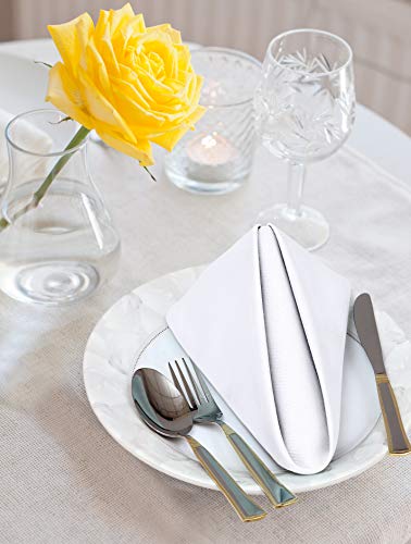 Utopia Kitchen - 12 Servilletas de Cena de Algodón (46 x 46 cm) - Suave y Cómoda - Calidad de Hotel Duradera - Ideal para Eventos y Uso Doméstico Regular (Blanco)