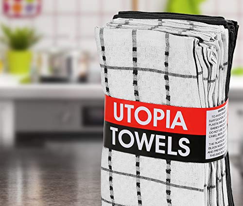 Utopia Towels - 12 Toallas de Cocina, paños de Cocina (38 x 64 cm, Blanco y Negro)