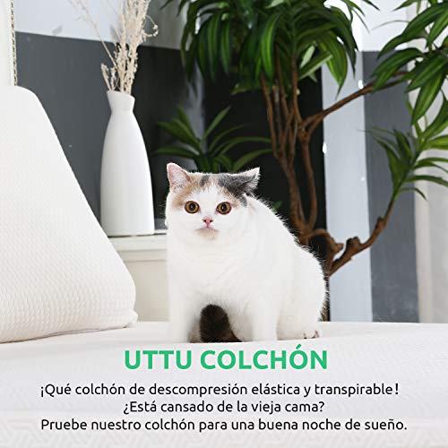 UTTU Topper Viscoelástico, Topper Colchon Viscoelástico Antiestático, Sobrecolchón con Funda Suave Extraíble y Lavable, Dimensiones de 90x200x6 cm