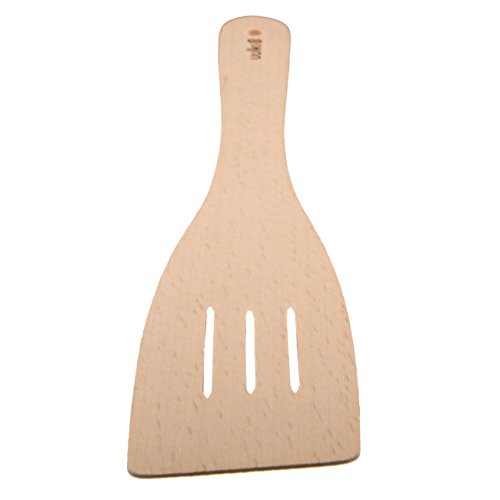 Uulki® 6 piezas Utensilios de Cocina Madera de Haya: 3 Cucaharas de Cucina y 3 Espumadera Espátula Paletas Spatole con Ranuras