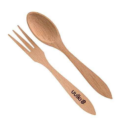 Uulki® Juego de cocina de madera de haya – Cucharas, Espátulas Spatole madera, Espátulas reposteria silicona, Pinzas de Barbacoa Parilla Grill BBQ, Cubiertos para servir Ensalada – Set Ecológicos de Europa (de 10 utensilios)