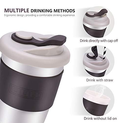 UUQ Mug Café Reutilizable, Taza de Café, Café para Llevar, 12 oz Taza de café con Manga Antideslizante es Apto para lavavajillas y microondas, 340ml (Gris)