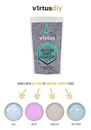 v1rtus - Aditivo brillante para pinturas de emulsión - Para interiores y exteriores - Efecto cristal - Plateado - 100 g (DISPONIBLE EN 25 COLORES)